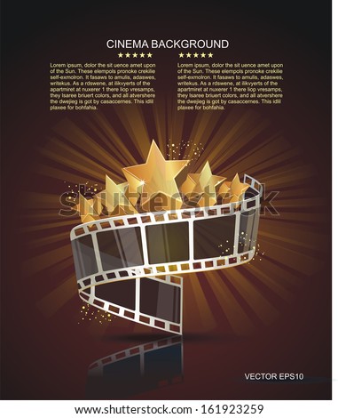 Film Strip Roll With Gold Stars. Vector Cinema Background. - 161923259 ...