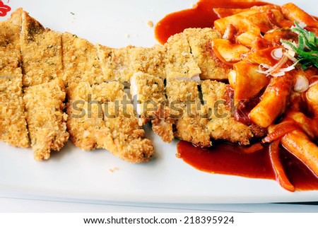 Pork cutlet with spicy cheese  Korean style