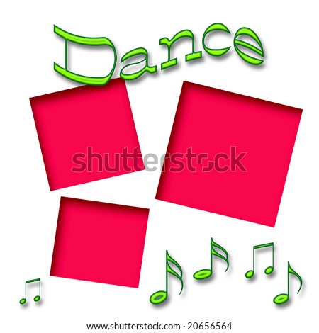 dance scrapbook frame music notes on white background
