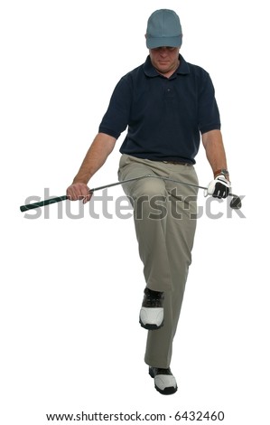 Angry Golfer Breaking A Club Over His Knee. Stock Photo 6432460 ...