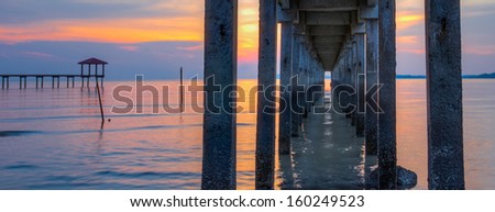 Image, Stock Photo View under the pier in Scripps Beach, San Diego