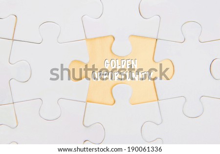Missing jigsaw puzzle piece revealing the GOLDEN OPPORTUNITY words
