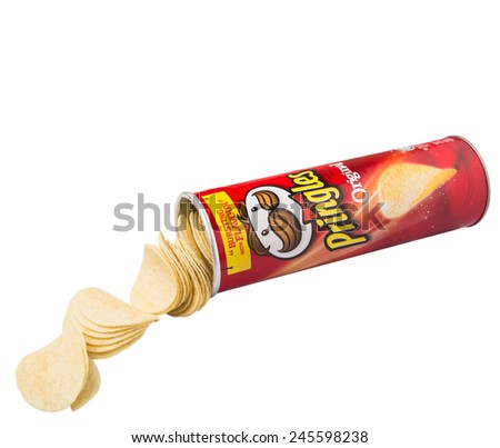 KUALA LUMPUR, MALAYSIA - JANUARY 19TH 2015. Owned by the Kellogg Company, Pringles is a brand of potato snack chips sold in 140 countries with yearly sales of more than US 1.4 billion dollars.