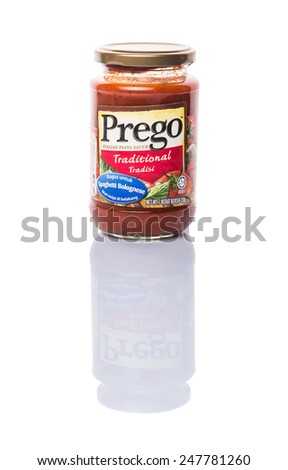 KUALA LUMPUR, MALAYSIA - JANUARY 28TH 2015. Introduced internationally in 1981, Prego  is a brand name pasta sauce of Campbell Soup Company. Campbell\'s product are sold in 120 countries worldwide.