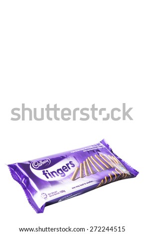KUALA LUMPUR, MALAYSIA - APRIL 25TH 2015. Cadbury Finger chocolate biscuit bar. Owned by Mondelez International, Cadbury is the second largest confectionery brand in the world.