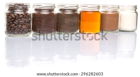 Coffee Beans Powder Creamer Cocoa Honey And Processed Tea Leaves Coffee Beans Powder Creamer Cocoa Honey And Processed Tea Leaves