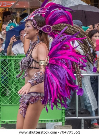 Idigitalstock Royalty Free Stock Images And Videos Tokyo Japan August 26th 17 Dancers In Samba Costumes At The Asakusa Samba Carnival Parade In Tokyo