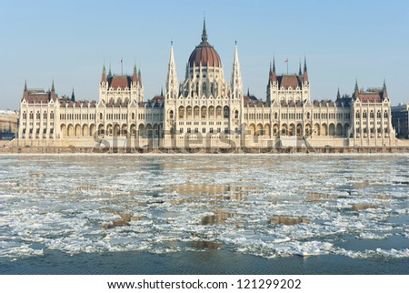 Hungarian government building at winter, Budapest