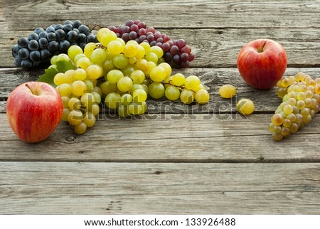 fruits on wooden, autumnal still life