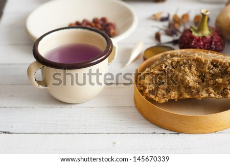 herbs and spices on white wood table