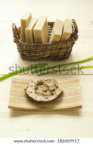 african black soap and homemade soaps on wooden