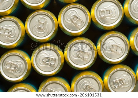 canned drinks in a row