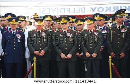 ISTANBUL, TURKEY - AUGUST 29: Turkish commanders-in-chief are waiting for the ceremony on August 29, 2012 in Istanbul, Turkey.