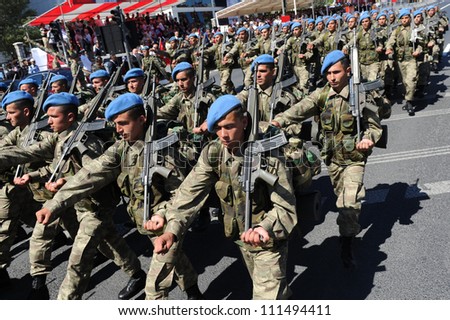 ISTANBUL, TURKEY - AUGUST 30: August 30th Victory Day was celebrated with an official ceremony and military parades at Vatan Street, Istanbul on August 30, 2012 in Istanbul, Turkey.