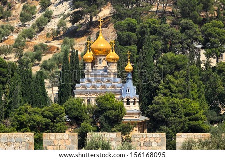 Church of Mary Magdalene located on Mount of Olives in Jerusalem, Israel.