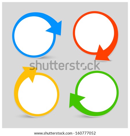 Vector set Icon with arrows, four colors, rotation, place for your text