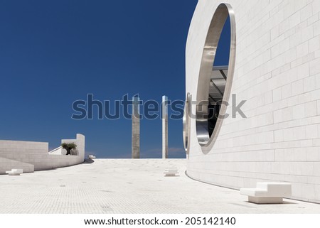 LISBON, PORTUGAL - JULY 13: fragment of the public area of Champalimaud Centre for the Unknown designed by Charles Correa on July 13, 2014.