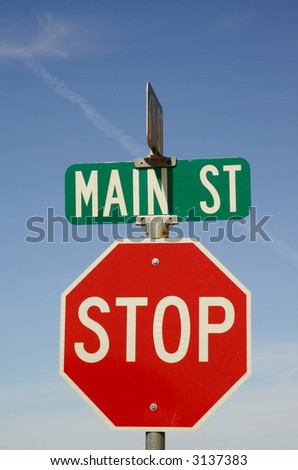 main street stop sign