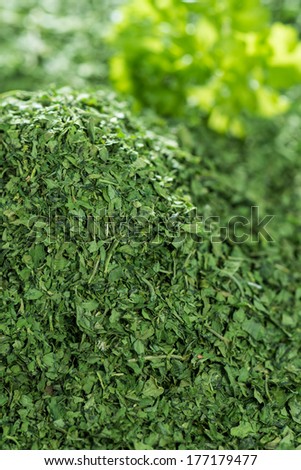 Heap of dried Parsley for background or texture use