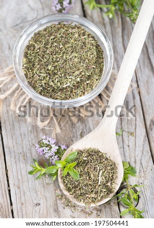 Small portion of Winter Savory (detailed close-up shot)