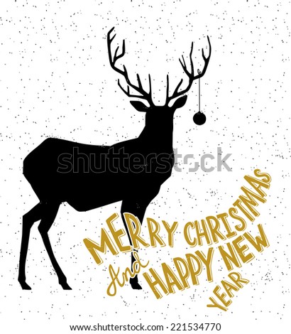 Hand Drawn Christmas Deer Illustration - 221534770 : Shutterstock