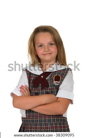 Elementary School Student With Her School Uniform Stock Photo 38309095 ...