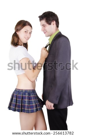 Couple in a sexy role playing game.