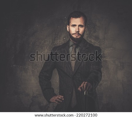 Handsome well-dressed man with stick