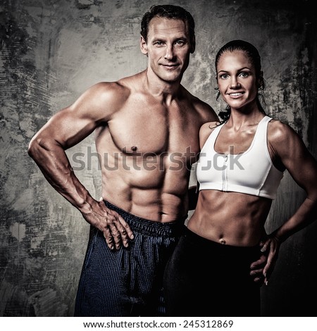 Couple with beautiful athletic bodies