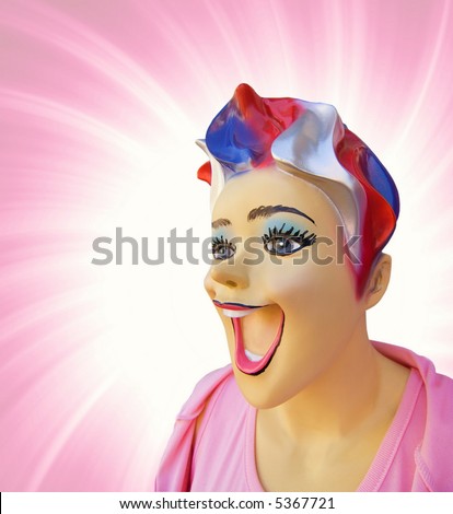 Funny mannequin with open mouth