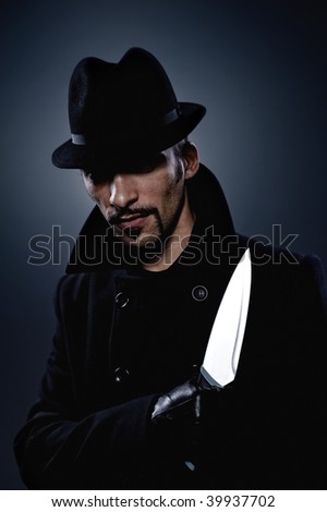 Scary man with a knife