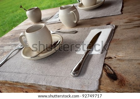 Table setting in cafe.