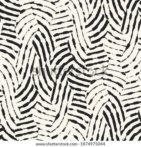 Ink Drawn Zebra Stripes Seamless Pattern