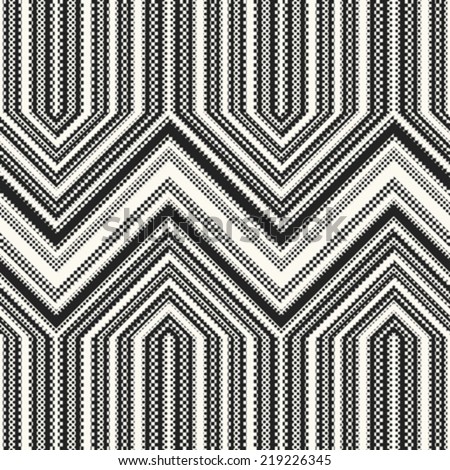 Monochrome Halftone Effect Textured Chevron Pattern