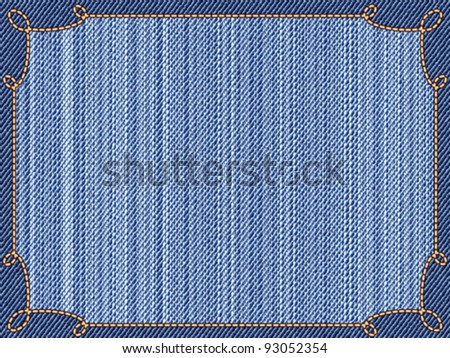 Decorative Frame From Textured Striped Blue Jeans Denim Linen Fabric ...