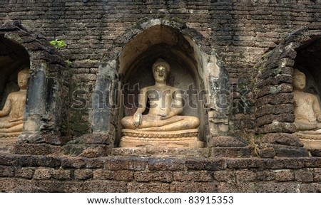 Ancient seated Buddha statue,Thailand Ancient seated Buddha statue at Sukhothai Historical Park, Sukhothai province,Thailand