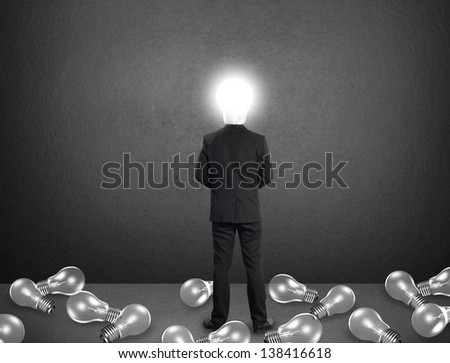 Lamp head businessman, Idea concept