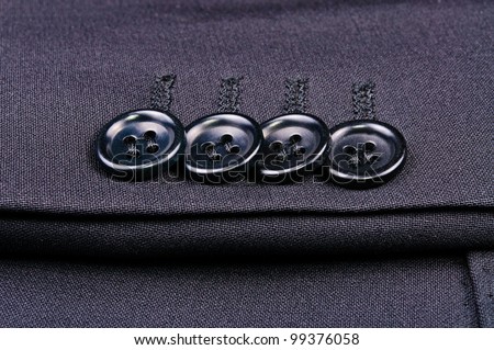 Buttons on the sleeve of jacket. Close-up Photos