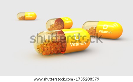 Vitamin D, Capsule, Illustration 3d Foto stock © 
