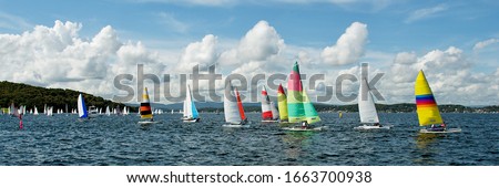 Similar – Image, Stock Photo sailboat on a lake (Geiseltalsee)