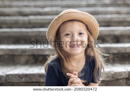 Similar – Image, Stock Photo Smilling girl in the mountains