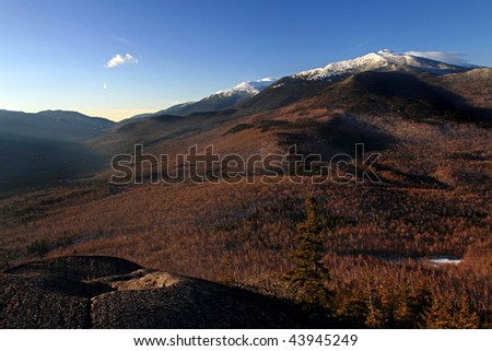 New Hampshire White Mountains during late fall from summit of Pine Mountain.