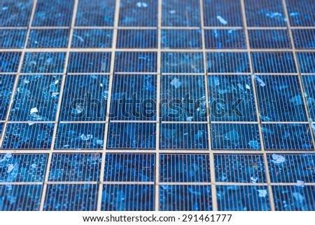 Abstract image of blue solar panels detail, to produce electricity from the sun