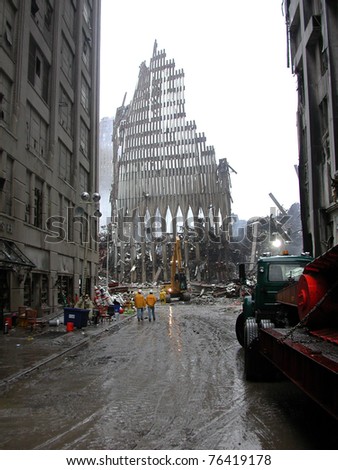 NEW YORK - SEPT 20 :  Street view of Ground Zero World Trade Centre on September 20, 2001 in New York.