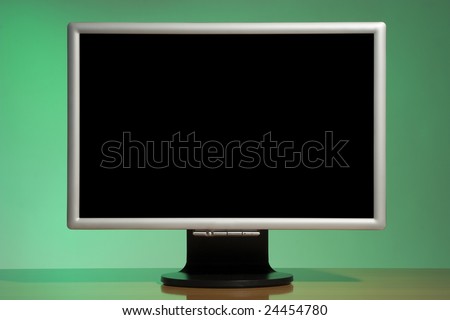 liquid-crystal wide screen on a green background