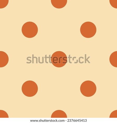 Polka dot half-drop pattern with orange dots, in the style of minimalist colour field, classic motif. For textile, packaging, wrapping, DIY projects