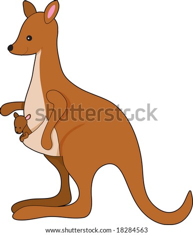 A Kangaroo With A Baby Joey In Her Pouch Stock Vector Illustration ...