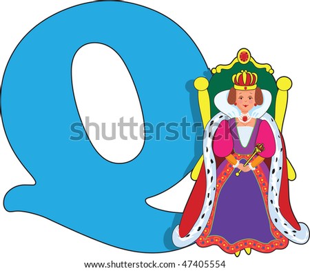 Letter Q With A Queen Stock Vector Illustration 47405554 : Shutterstock