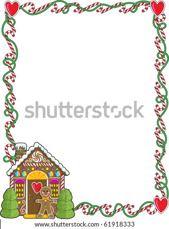 A Border Or Frame Featuring Christmas Candy Canes And A Gingerbread ...