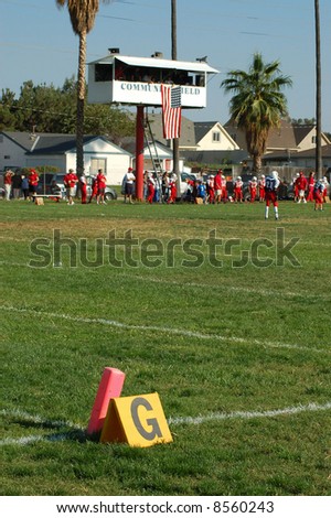 Football goal line marker; Redlands, California
